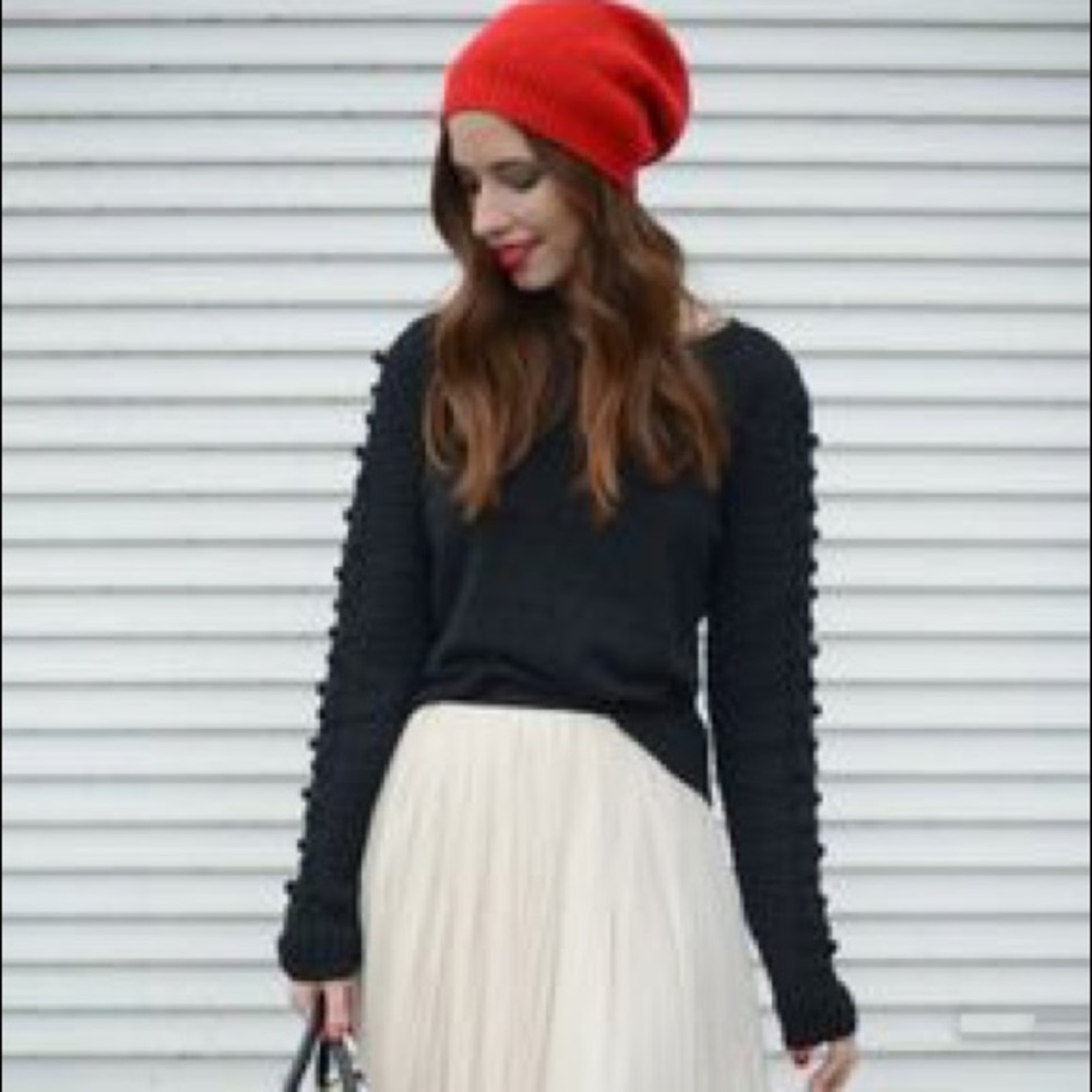 Red fur lined beanie